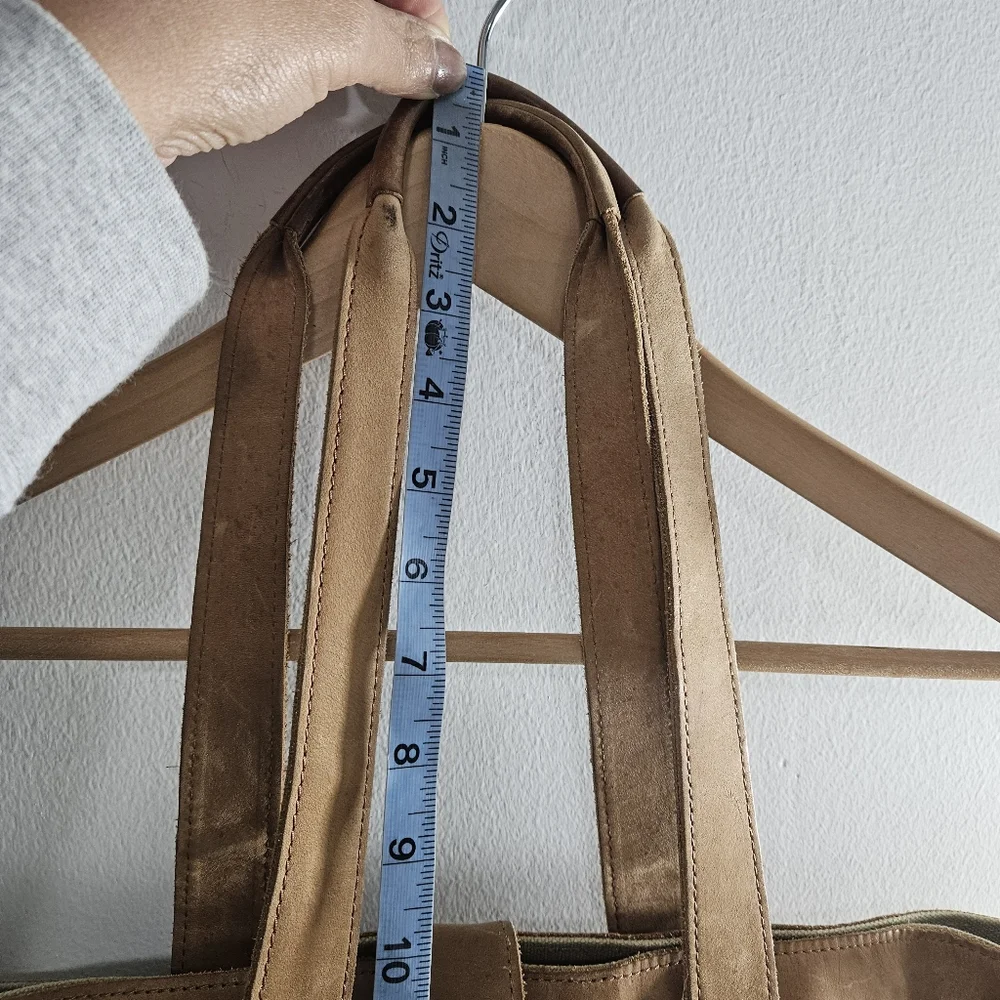 L.L. Bean Vintage Tan Beige Leather  Canvas Travel Tote Bag Classic Preppy Purse - Picture 6 of 13
